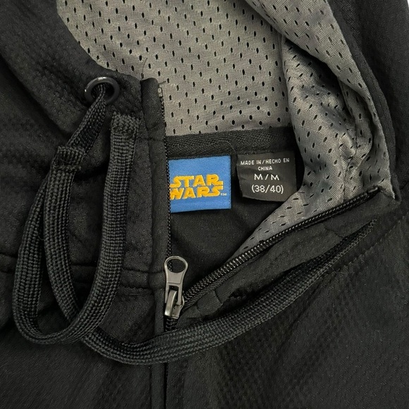 Star Wars Black Gray Stripes Long Sleeve Drawstring Full Zip Hoodie Pockets M - Picture 4 of 16